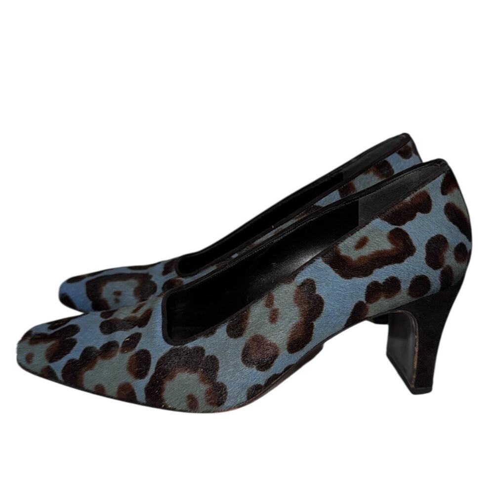 Rare Vintage Fendi Blue Leopard Calf Hair Heels Pumps Size 36 Italy - Picture 8 of 14